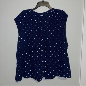 ✨SOLD✨ Blue Sleeveless Polka Dot Shirt
